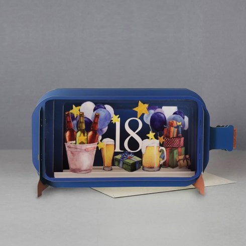 Alljoy Design Message In A Bottle 3D Pop Up Card-18th Birthday Beers