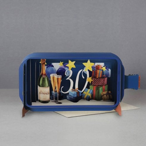 Alljoy Design Message In A Bottle 3D Pop Up Card-30th Birthday Champagne