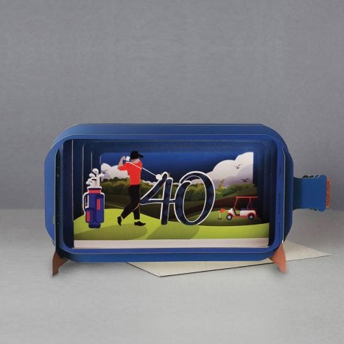 Alljoy Design Message In A Bottle 3D Pop Up Card-40th Birthday Golfing