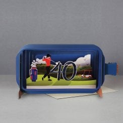 Message In A Bottle 3D Pop Up Card-40th Birthday Golfing