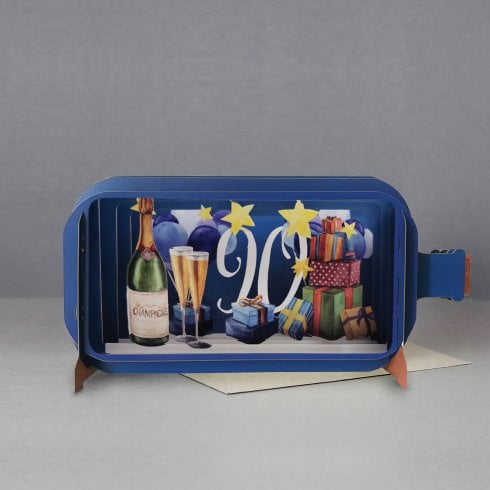 Alljoy Design Message In A Bottle 3D Pop Up Card - 90th Birthday Champagne Bottle