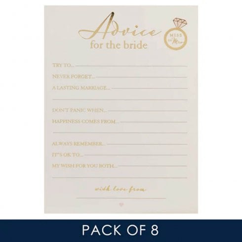 Amore Pack of 8 Bridal Shower Advice Cards