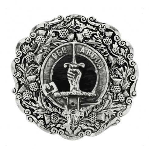Art Pewter Clan Crest Plaid Brooch - MacIntyre