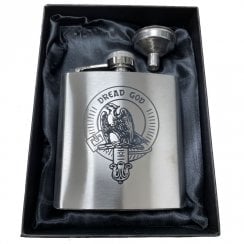 Clan Crest Stainless Steel 6oz Hip Flask Box - Munro