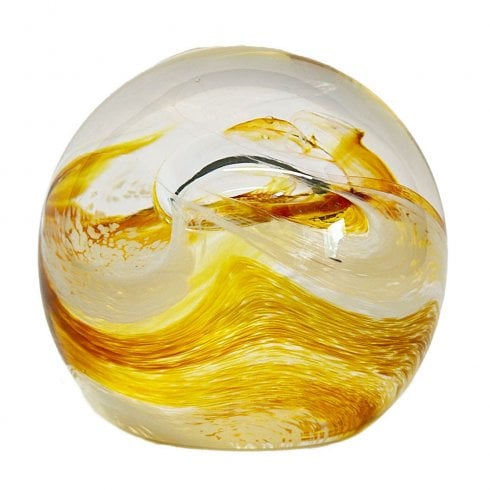 Caithness Glass Abstract Mooncrystal Gold Paperweight