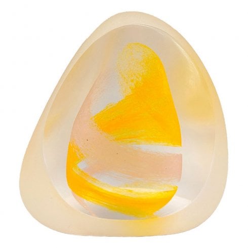 Caithness Glass Abstract Pebble Gold Paperweight