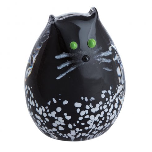 Caithness Glass Black & White Kitten Paperweight