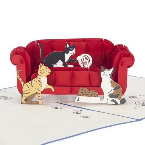 Cardology Cats On A Sofa Pop Up Card