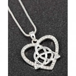 Celtic Heart Knot Silver Plated Necklace