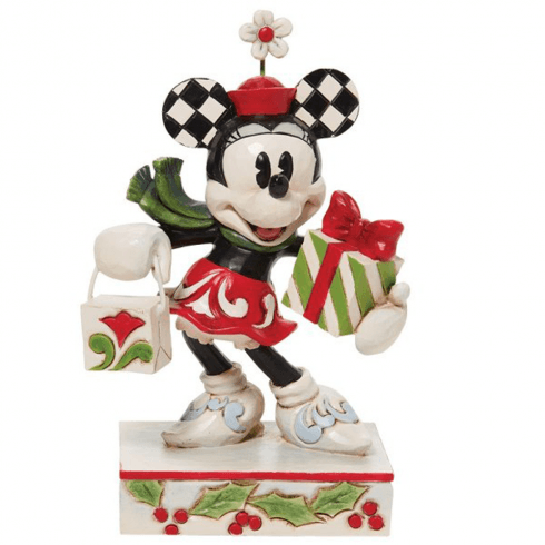 Disney Traditions Christmas Minnie Mouse Figurine - With Bag and Present