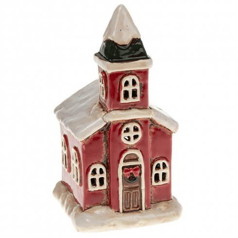 Village Pottery Christmas Church Tealight Holder