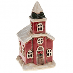 Christmas Village Pottery Church Tealight Holder