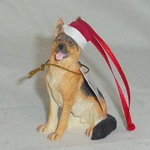 Country Artists German Shepherd Dog with Santa Hat Ornament