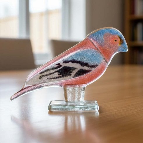 D&J Glassware Fused Glass Chaffinch Ornament