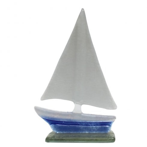 D&J Glassware Fused Glass Yacht Ornament