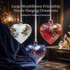 Large Mouthblown Friendship Hearts Hanging Ornament