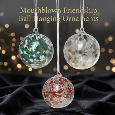 D&J Glassware Mouthblown Friendship Ball Hanging Ornament