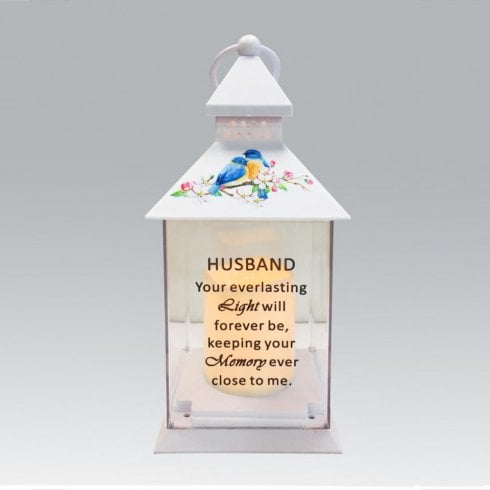 David Fischhoff Battery Operated Lantern With Birds -Husband 25cm