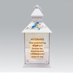 Battery Operated Lantern With Birds -Husband 25cm