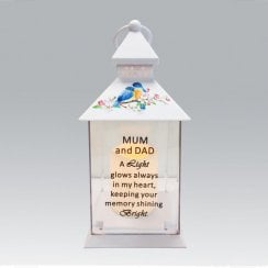 Battery Operated Lantern With Birds - Mum & Dad 25cm
