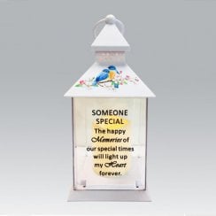 Battery Operated Lantern With Birds - Someone Special  25cm