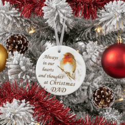 Robin Glass Memorial Hanging Ornament 9cm - Dad