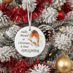 Robin Glass Memorial Hanging Ornament 9cm - Daughter