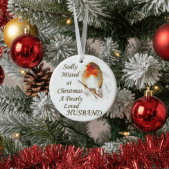 Robin Glass Memorial Hanging Ornament 9cm - Husband