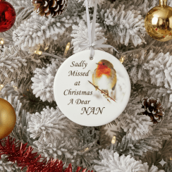 Robin Glass Memorial Hanging Ornament 9cm - Nan