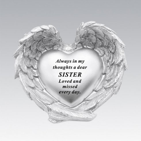 David Fischhoff Silver Heart In Wings Sister Remembrance Memorial Ornament