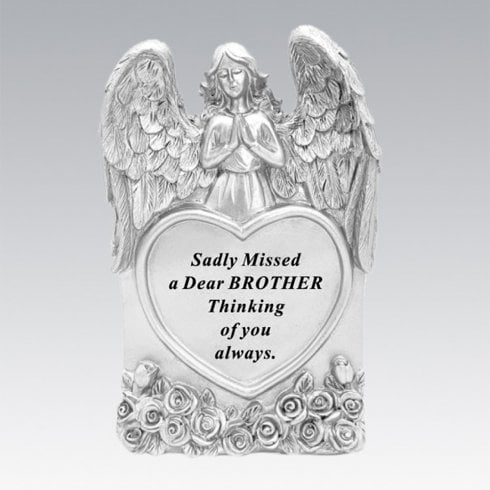 David Fischhoff Silver Praying Angel Heart Brother Memorial Standing Plaque