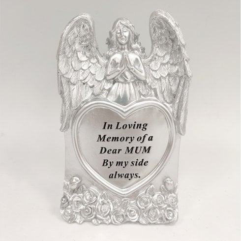 David Fischhoff Silver Praying Angel Heart Mum Memorial Standing Plaque
