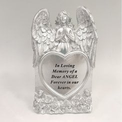 Silver Praying Angel Heart Someone Special Memorial Standing Plaque