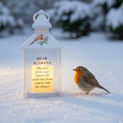 Waterproof Robin Lantern With Timer 25cm - Husband