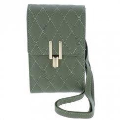 Diamond Quilt Mobile Phone Bag - Sage