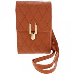 Diamond Quilt Mobile Phone Bag - Tan