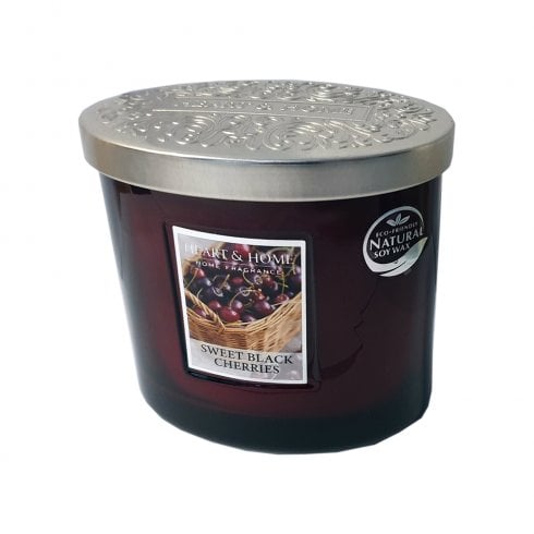 Heart & Home Ellipse Twin Wick Soy Wax Candle - Sweet Black Cherries 00276260205