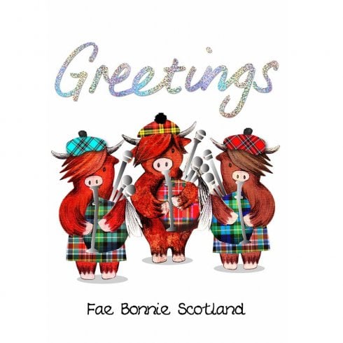 Embroidered Originals Fae Bonnie Scotland Greetings Card
