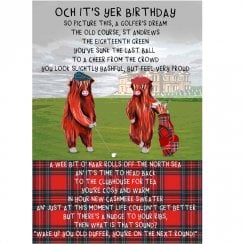 Golfing Coos Scottish Birthday Card