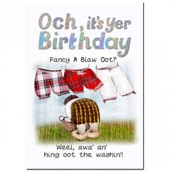 Hing Oot The Washin Scottish Birthday Card