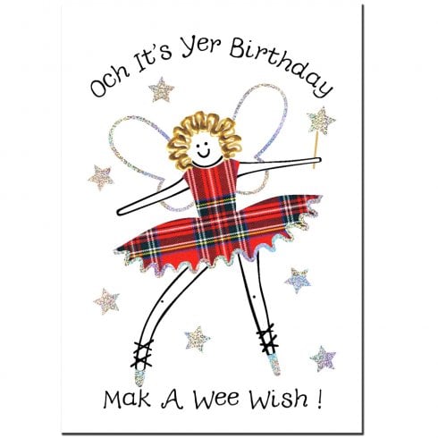 Embroidered Originals Mak a Wee Wish Fairy Scottish Birthday Card
