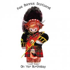 Piper Major Coo Scottish Birthday Card