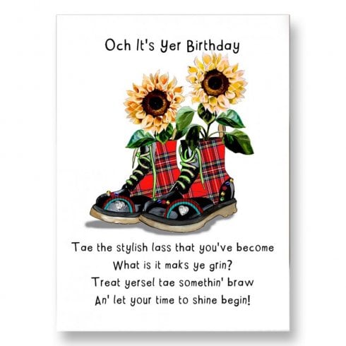 Embroidered Originals Tae A Stylish Lass Scottish Birthday Card