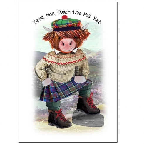Embroidered Originals Ye're Nae Ower the Hill Yet Scottish Birthday Card