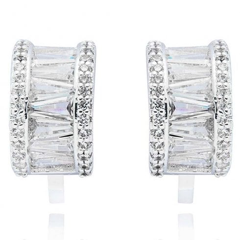 Equilibrium Baguette Hoop Silver Plated Clip On Earrings