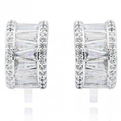 Baguette Hoop Silver Plated Clip On Earrings