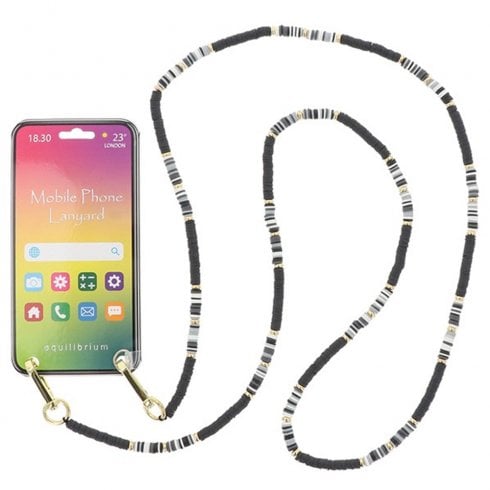 Equilibrium Beaded Mobile Phone Lanyard Black