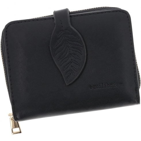 Equilibrium Embroidered Leaf Purse Small Black