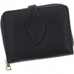 Embroidered Leaf Purse Small Black