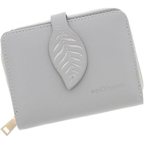 Equilibrium Embroidered Leaf Purse Small Grey